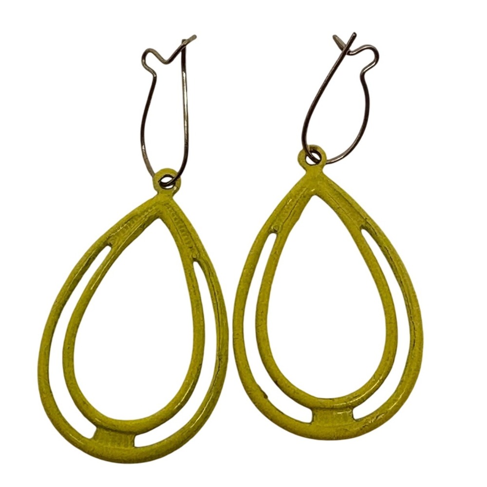 1960s Metal‎ Yellow Teardrop Dangle Earrings Modern Fashion Jewelry Accessory